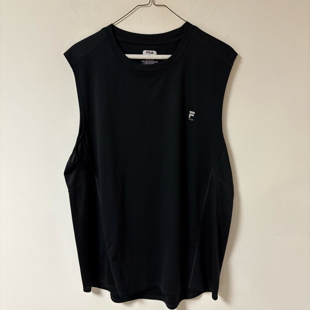 Fila Men's Black Sleeveless Muscle Shirt Polyester Blend XL - Picture 3 of 8
